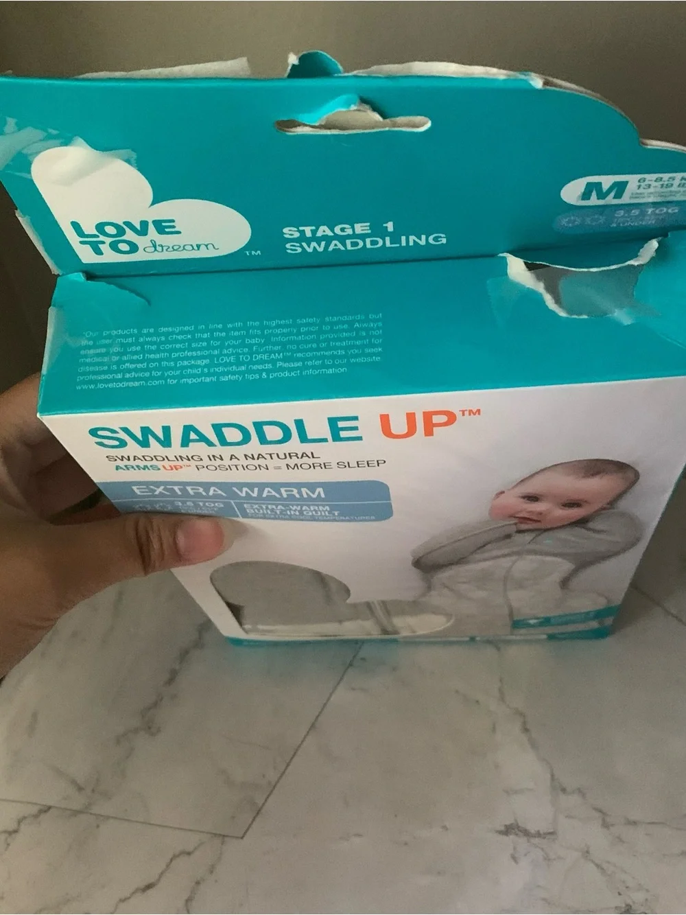 Love to Dream Swaddle UP Extra Warm 3.5 TOG, Arms Up, 13-19 lbs